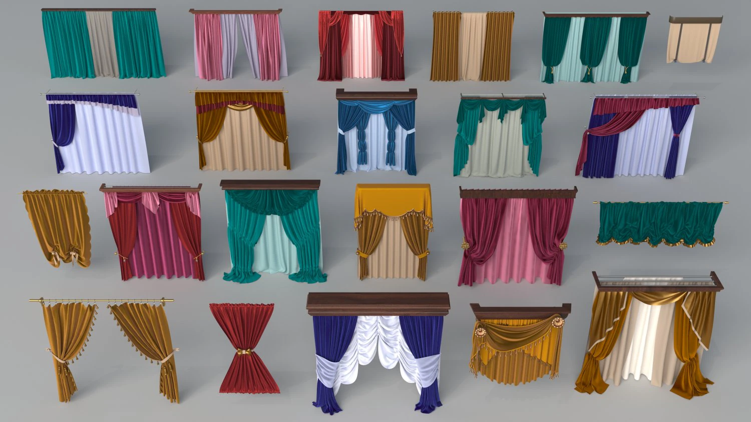curtains - part - 2 - 22 pieces 3D Model .c4d .max .obj .3ds .fbx .stl .blend 