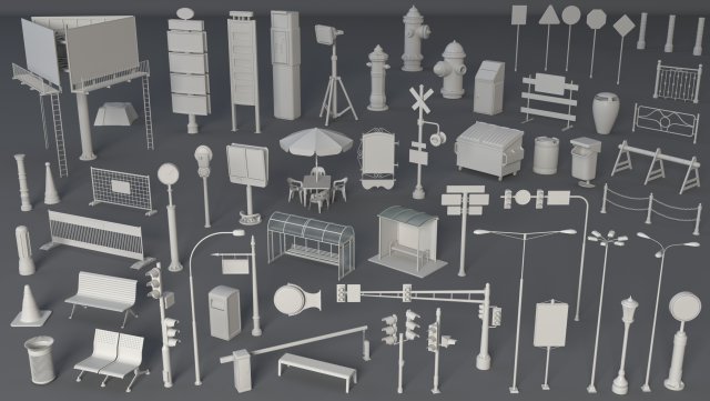street collection 2 - 60 pieces Modèle 3D .c4d .max .obj .3ds .fbx .stl .blend 