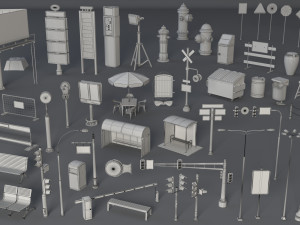 street collection 2 - 60 pieces Modèle 3D