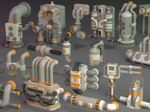 Puntelli con meccanismo a tubo a parete 1 - 20 pezzi Modello 3D