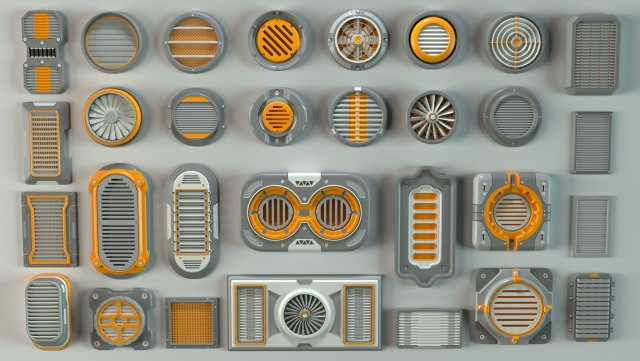 industrial kitbash-1 - 30 pieces 3D Model .c4d .max .obj .3ds .fbx .stl .blend 
