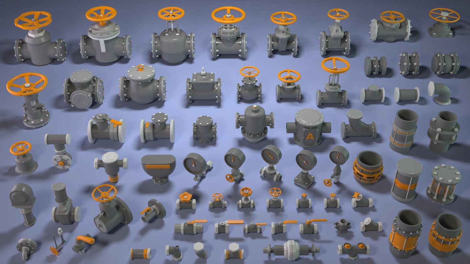 industrial kitbash 4 - 70 pieces 3D Model .c4d .max .obj .3ds .fbx .stl .blend 