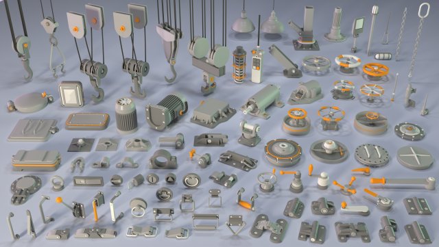 industrial kitbash 5 - 100 pieces Modelo 3D .c4d .max .obj .3ds .fbx .stl .blend 