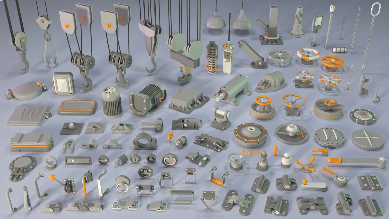industrial kitbash 5 - 100 pieces 3D Model .c4d .max .obj .3ds .fbx .stl .blend