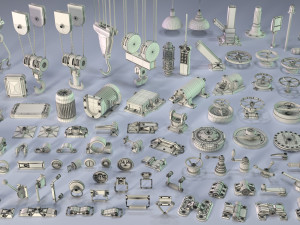 industrial kitbash 5 - 100 pieces Modelo 3D