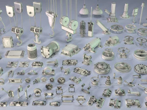 industrial kitbash 5 - 100 pieces 3D Model