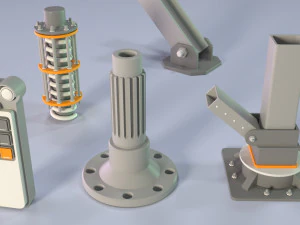 industrial kitbash 5 - 100 pieces 3D Model
