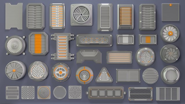 industrial kitbash-6 - 35 pieces 3D Model .c4d .max .obj .3ds .fbx .stl .blend 