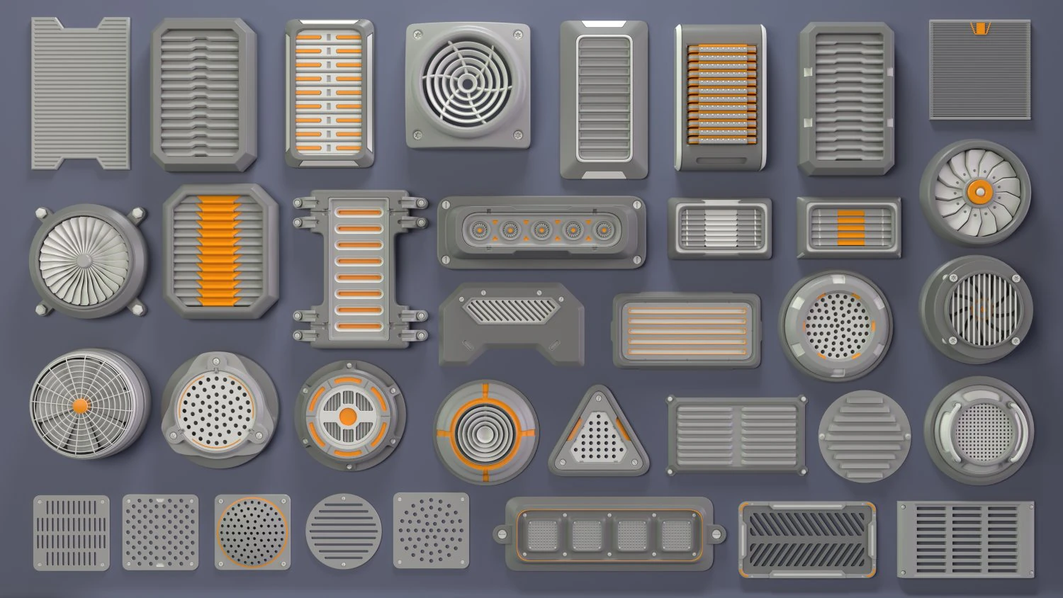 industrial kitbash-6 - 35 pieces 3D Model .c4d .max .obj .3ds .fbx .stl .blend