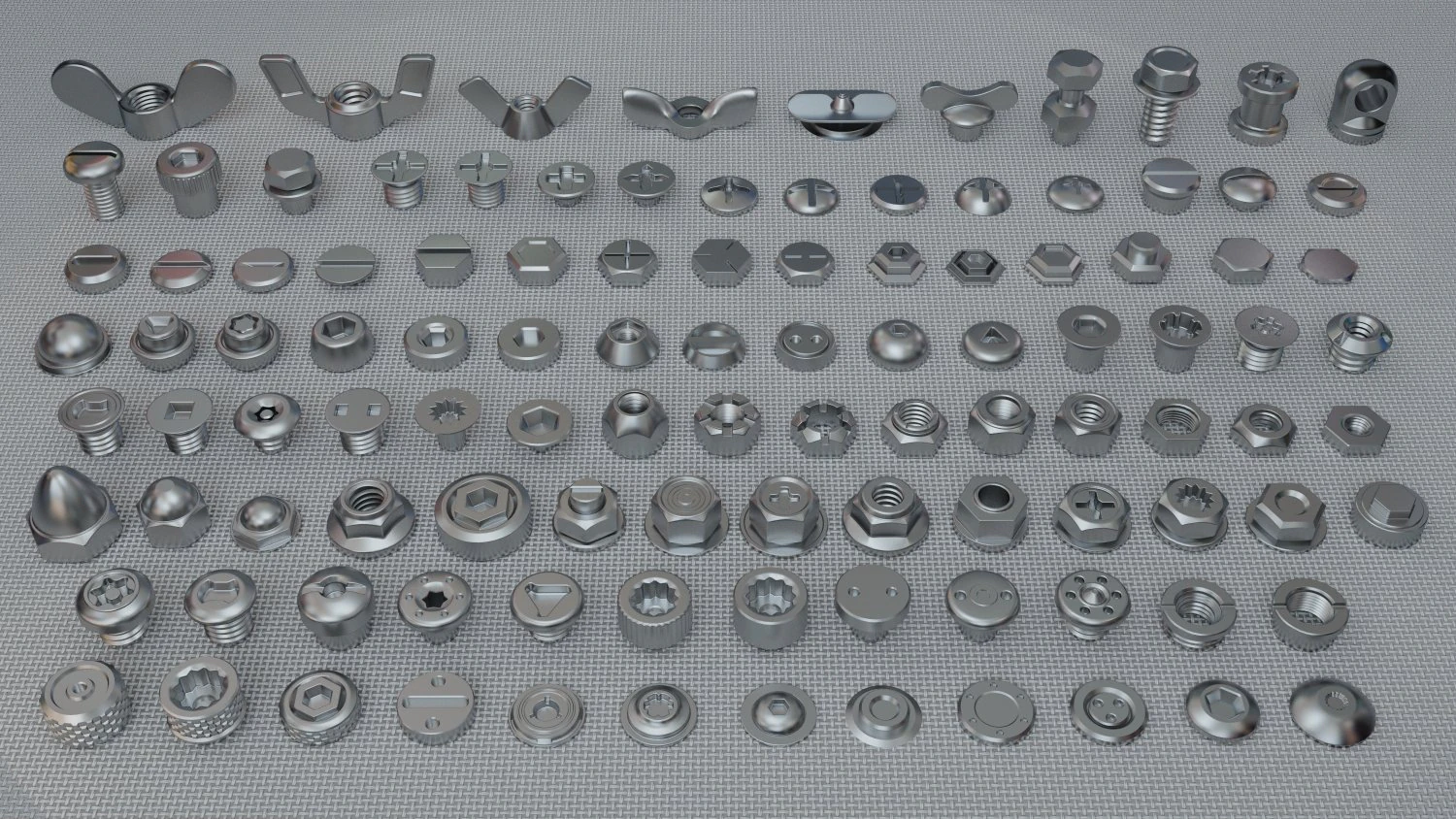 bolts collection - 108 pieces 3D Model .c4d .max .obj .3ds .fbx .stl .blend 