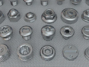 bolts collection - 108 pieces 3D Model