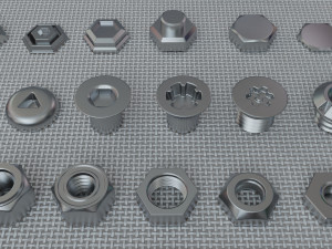 bolts collection - 108 pieces 3D Модель