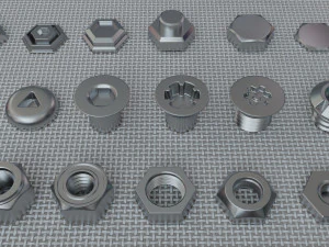 bolts collection - 108 pieces 3D Model