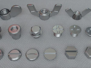 bolts collection - 108 pieces 3D Model