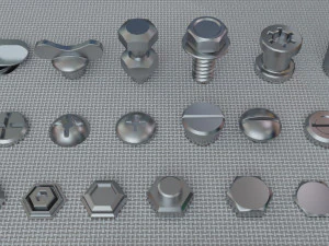 bolts collection - 108 pieces 3D Model
