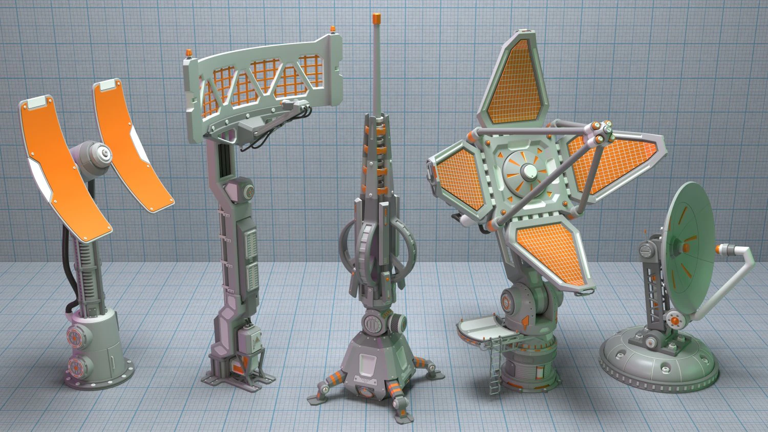 cole&ccedil;&atilde;o antenas 4 Modelo 3D .c4d .max .obj .3ds .fbx .stl .blend 