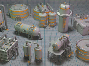 industrial tanks - part - 3 - 10 pieces 3D Model