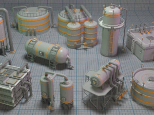 industriële tanks - deel - 3 - 10 stuks 3D Model