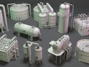 industrial tanks - part - 3 - 10 pieces 3D Model