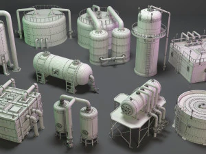 industrial tanks - part - 3 - 10 pieces 3D Model