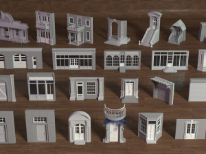 building facade collection 1 - 25 pieces 3D Model