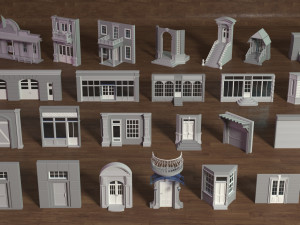 building facade collection 1 - 25 pieces 3D 모델