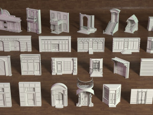 building facade collection 1 - 25 pieces 3D-Modell
