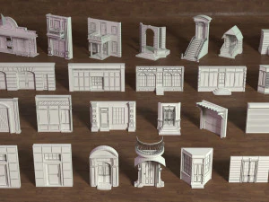 building facade collection 1 - 25 pieces 3D Model