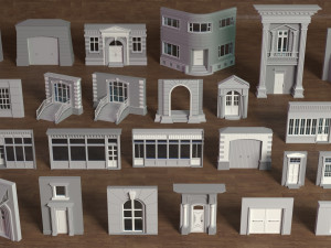 building facade collection 2 - 25 pieces 3D 모델