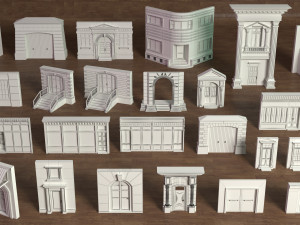 building facade collection 2 - 25 pieces 3D-Modell