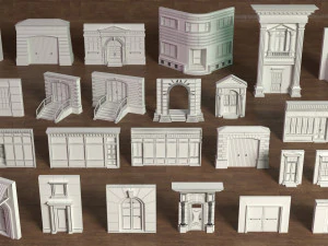 building facade collection 2 - 25 pieces 3D Model