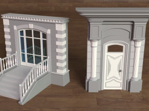 building facade collection 2 - 25 pieces 3D-Modell