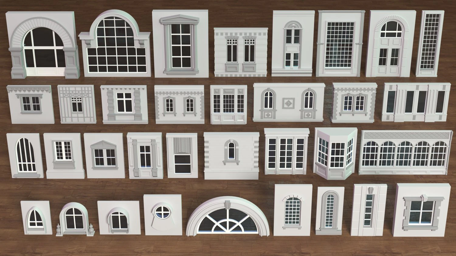 Building Facade Collection 4 - 34 pieces 3D Model .c4d .max .obj .3ds .fbx .stl .blend