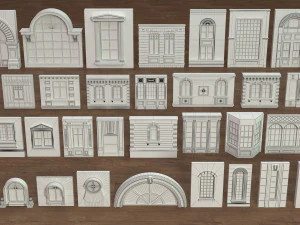 Building Facade Collection 4 - 34 pieces 3D Model