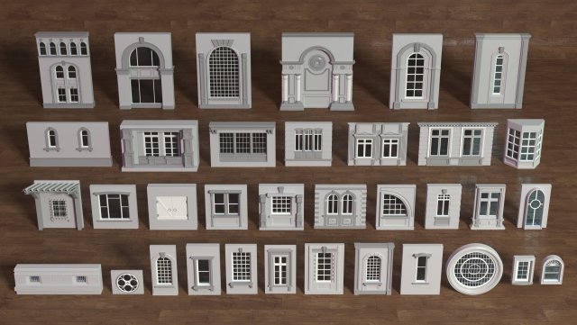 Building Facade Collection 5 - 35 pieces 3D मॉडल .c4d .max .obj .3ds .fbx .stl .blend 