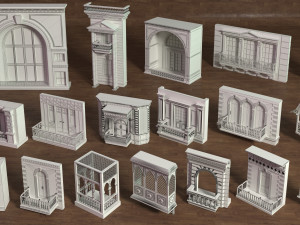 Building Facade Collection 6 - 18 pieces 3D 모델