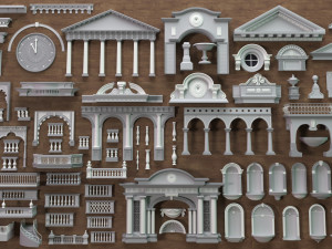 Building Facade Collection 7 - 88 pieces 3D Model