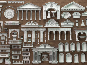 Building Facade Collection 7 - 88 pieces 3D Model