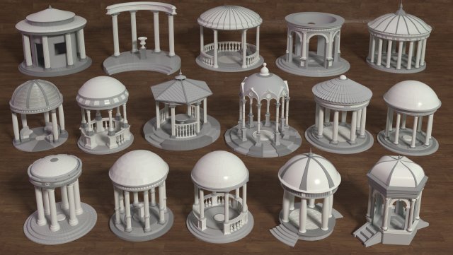Rotundas - 16 pieces 3D मॉडल .c4d .max .obj .3ds .fbx .stl .blend 