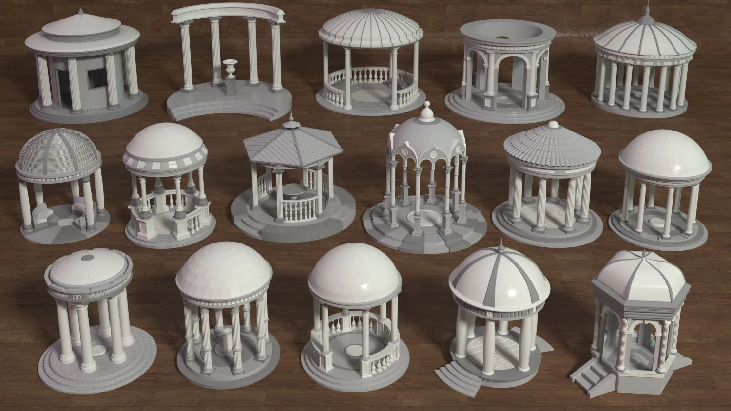 Rotundas - 16 pieces 3D Model .c4d .max .obj .3ds .fbx .stl .blend 