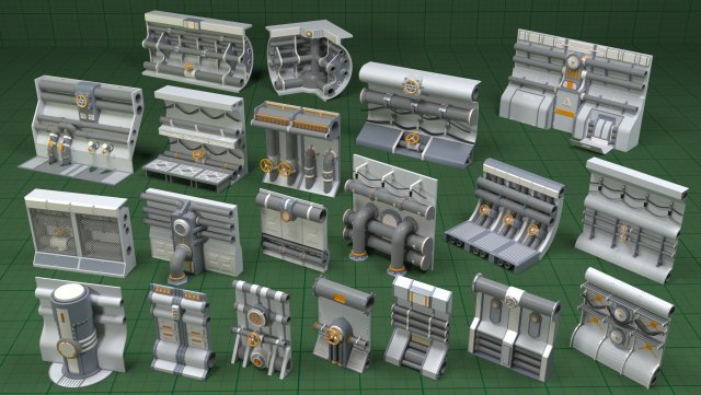 Industrial Walls Collection 1 - 20 pieces Modelo 3D .c4d .max .obj .3ds .fbx .stl .blend 