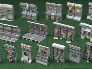 Industrial Walls Collection 2 - 16 pieces 3D Models