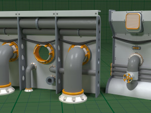 Industrial Walls Collection 2 - 16 pieces 3D Model