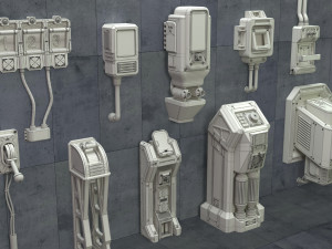 SCI-FI Switches - 10 pieces 3D Modell