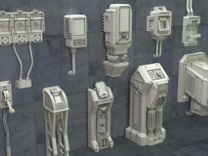 SCI-FI Switches - 10 pieces 3D Model