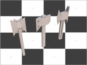 set di asce medievali 3 assi unici Modello 3D