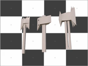 medieval axe set 3 unique axes 3D Model
