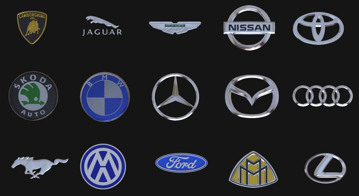 logos on cars 3D Model .c4d .max .obj .3ds .fbx .stl .blend 