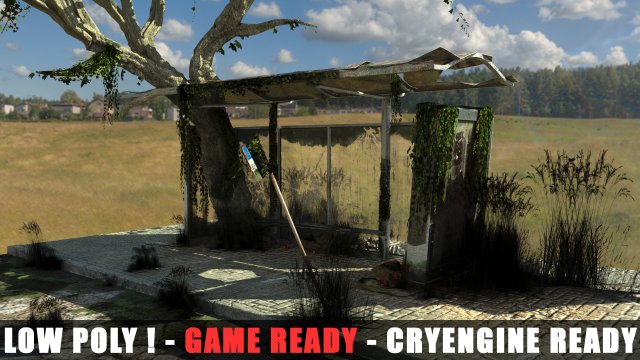 apocalyptic bus stop Modelo 3D .c4d .max .obj .3ds .fbx .stl .blend