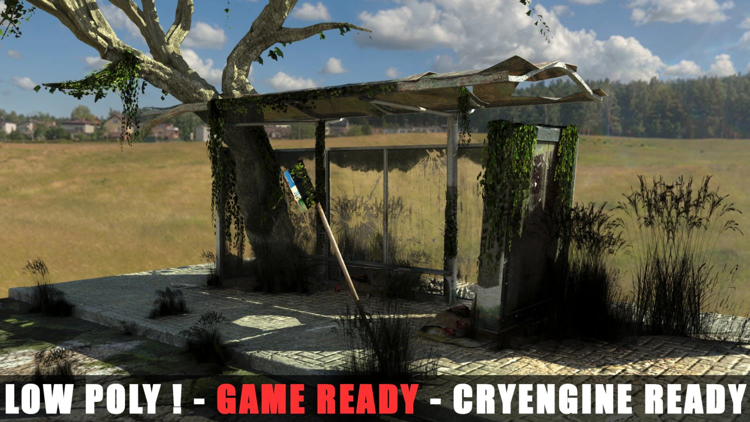 apocalyptic bus stop 3D Model .c4d .max .obj .3ds .fbx .stl .blend 